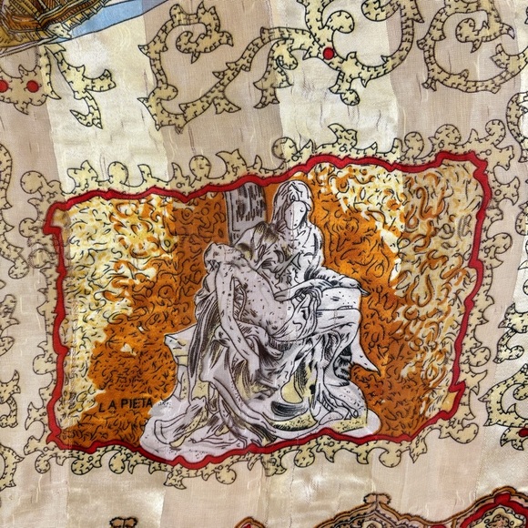 Vintage Italian Silk Scarf with Iconic Landmark Scenes in Italy size 38”x38” - Picture 6 of 16